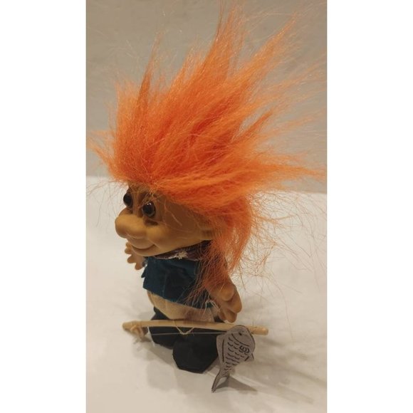 Orange Haired Fly Fisherman Russ Berrie Troll Doll - Picture 3 of 6